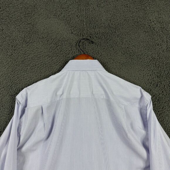 Canali Shirt Mens 16.5 Purple Striped Dress Shirt Spread Collar Made in Italy - Picture 9 of 13